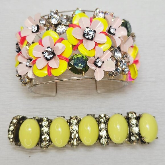 J. Crew FUN FLORAL AND CRYSTAL Lucite Cuff Bracelet - Picture 4 of 9